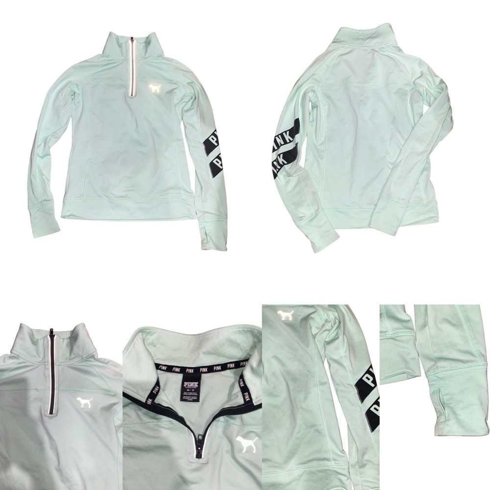 Pink Quarter zip long sleeve athletic sweater